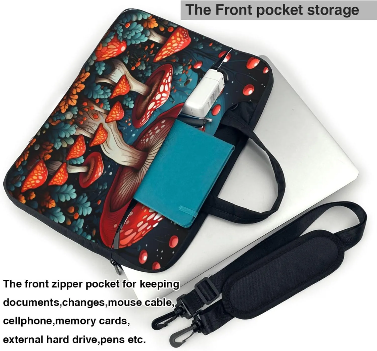 Tropical Mushrooms Plants Laptop Shoulder Bag for Women, Laptop Sleeve Case Durable Computer Bag