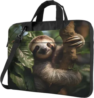 Tropical Sloth Laptop Shoulder Bag for Women, Sloth Palm Tree Laptop Sleeve Case Durable Computer Bag