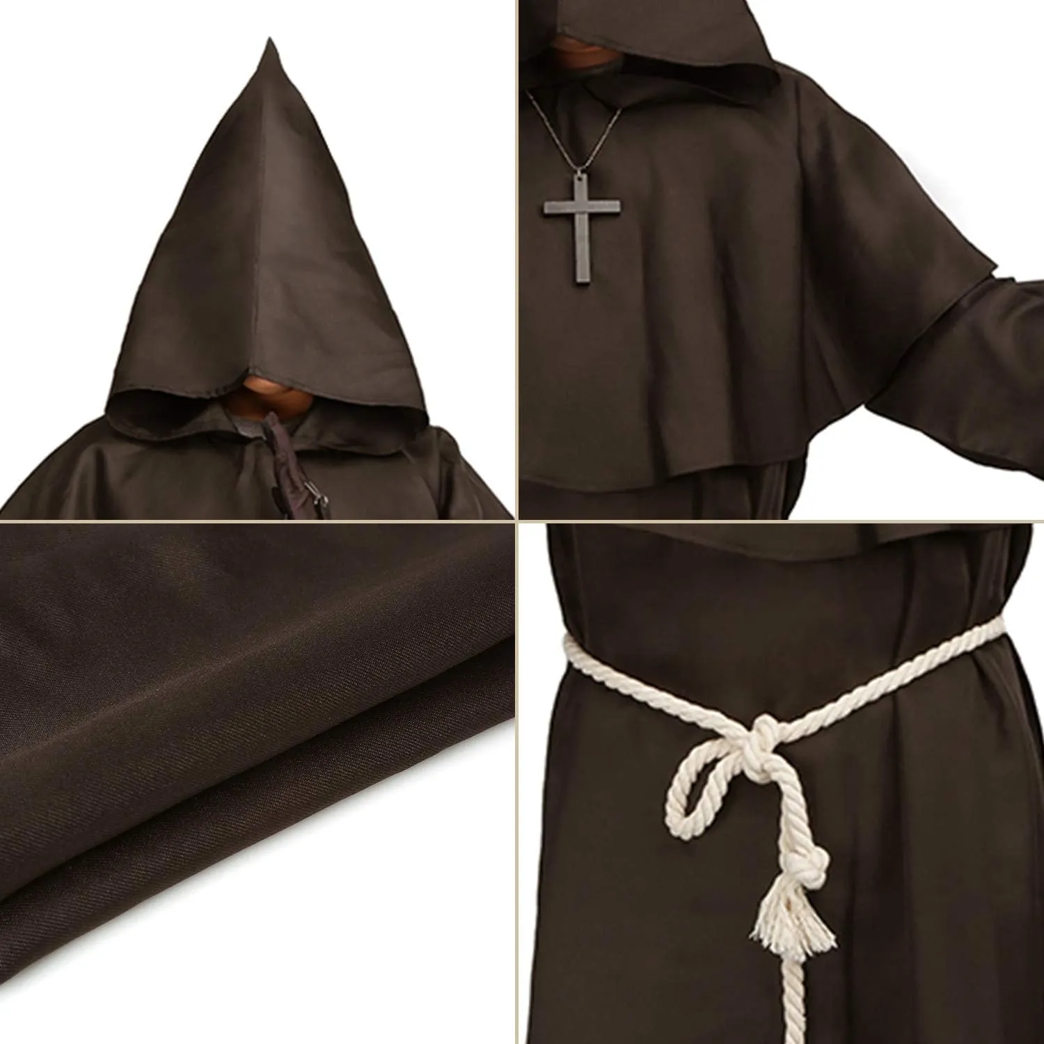 Trs Chic Mailanda Medieval Monk Robe Renaissance Priest Cape Hooded Friar Cloak Costume Halloween