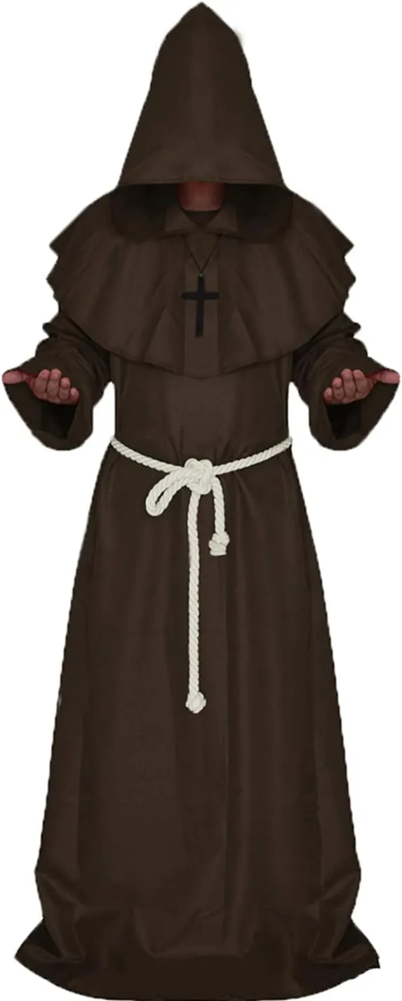 Trs Chic Mailanda Medieval Monk Robe Renaissance Priest Cape Hooded Friar Cloak Costume Halloween