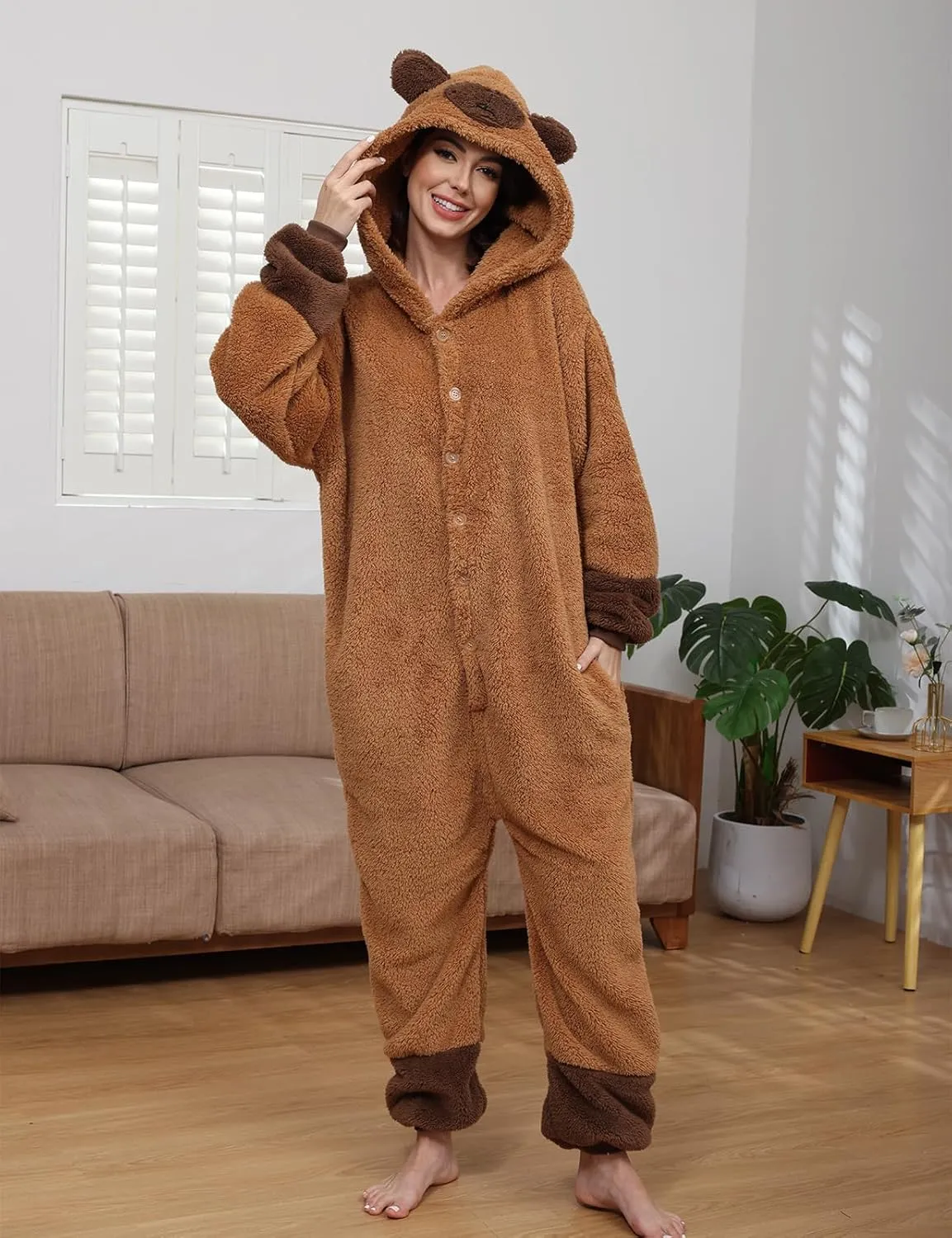 Trs Chic Mailanda Sherpa Unisex Adult Animal Onesies Cosplay Pajamas Sleepwear Halloween Costume