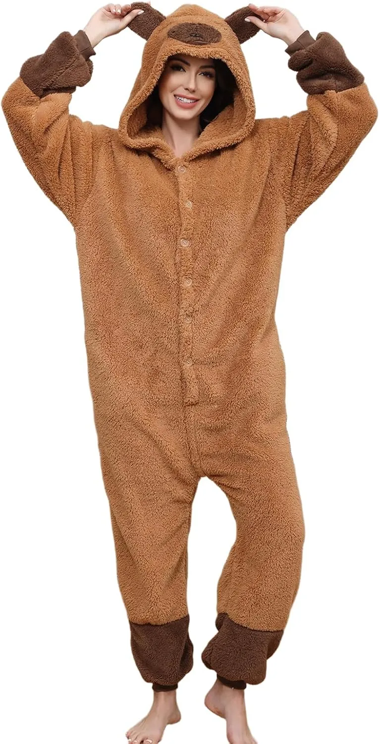 Trs Chic Mailanda Sherpa Unisex Adult Animal Onesies Cosplay Pajamas Sleepwear Halloween Costume