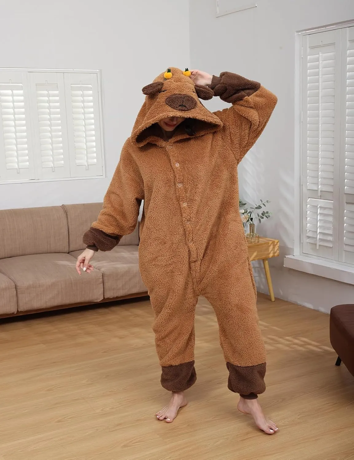 Trs Chic Mailanda Sherpa Unisex Adult Animal Onesies Cosplay Pajamas Sleepwear Halloween Costume