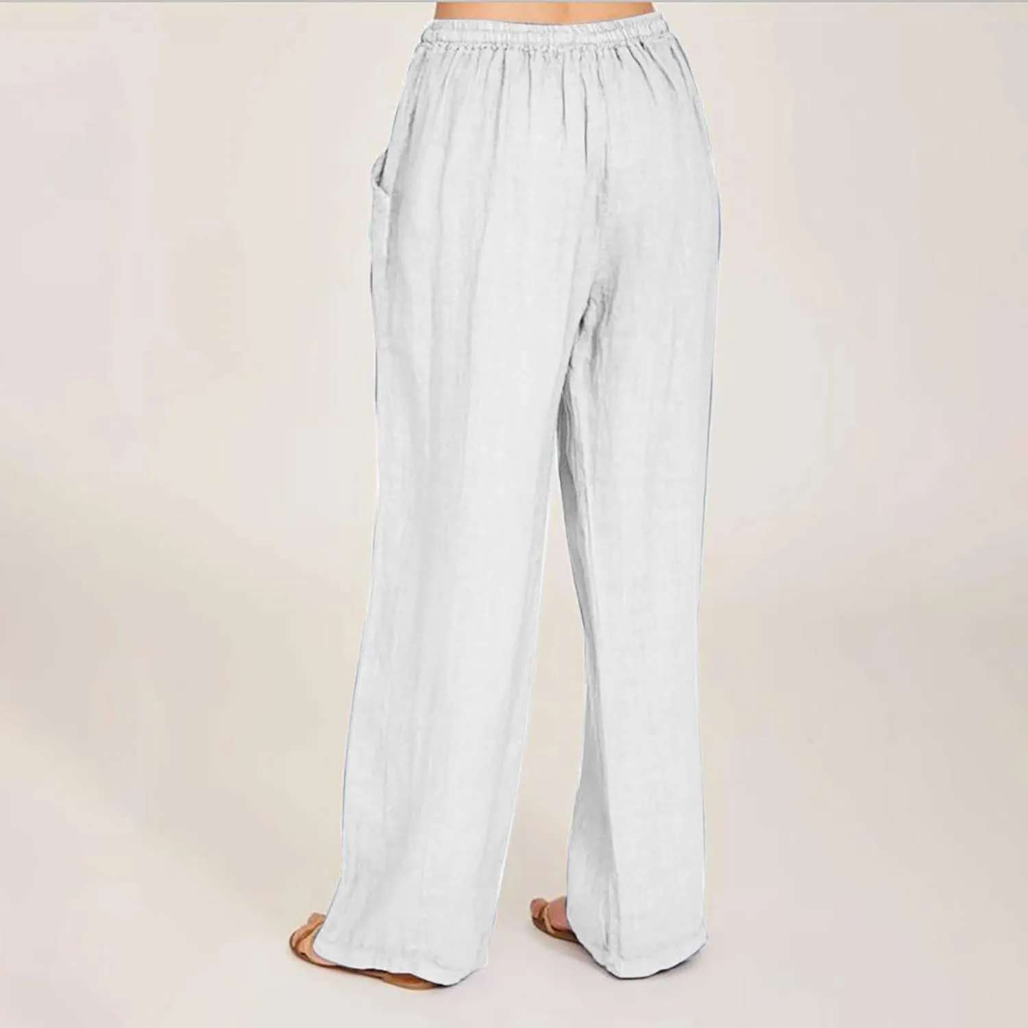 TUNUSKAT Womens Wide Leg Linen Pants Summer High Waist Cotton Palazzo Trousers Lounge Flowy Boho Slacks Beach Travel Outfits
