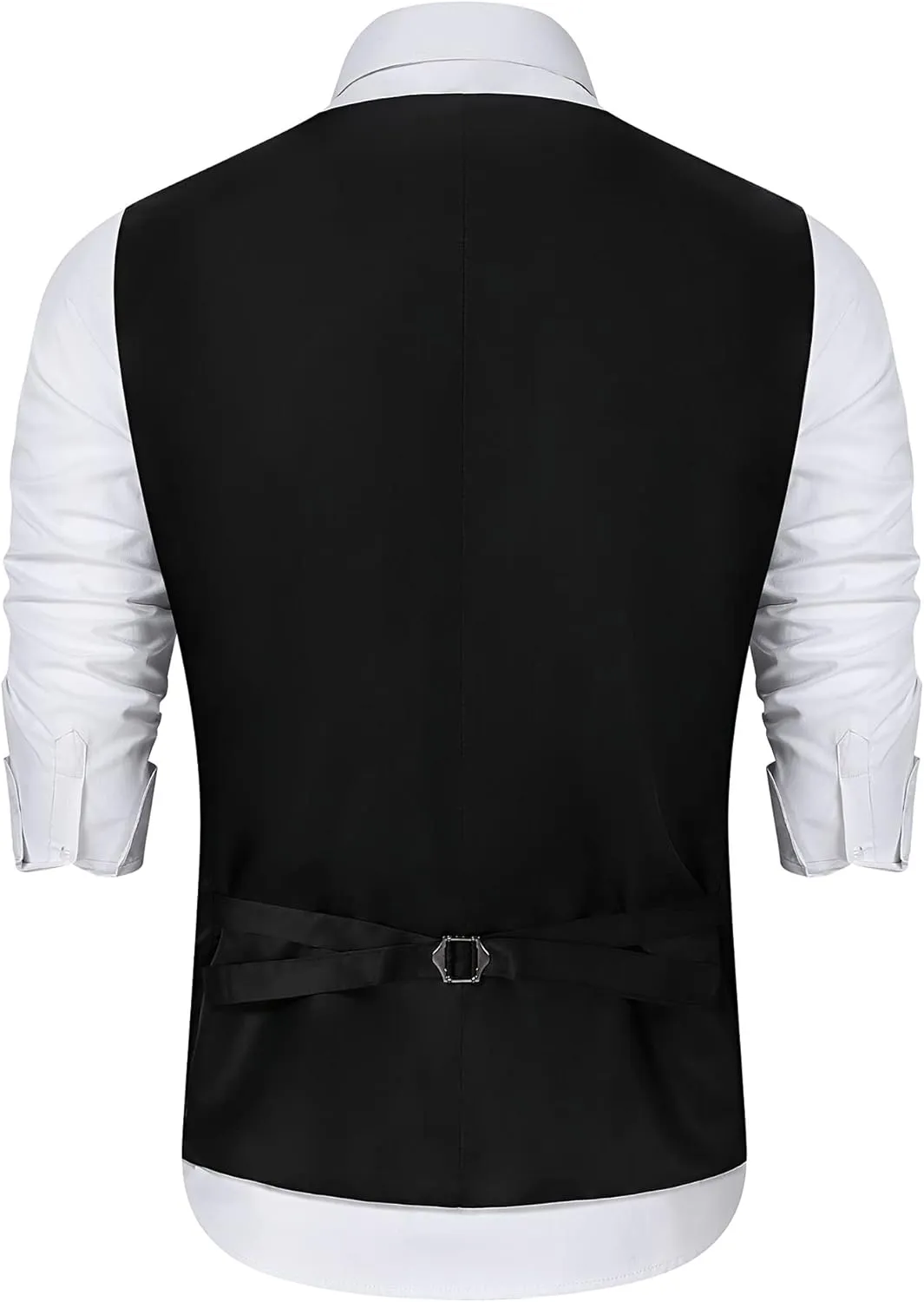 TURETRENDY Men's Shiny Sequins Vest V-Neck Slim Fit Stylish Vest Waistcoat with Pockets for Party Dinner Prom