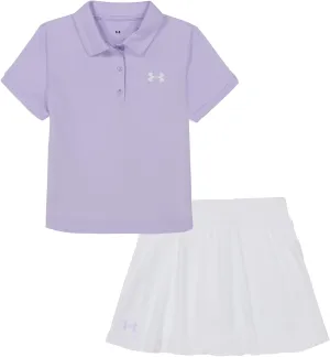 Under Armour girls Girls Short Sleeve Shirt and Skort Set, Durable Stretch and Lightweight