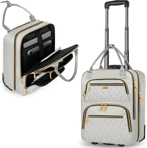 Underseat Carry On Luggage with Wheels, Stylish Lightweight Under Seat Luggage, Personal Item Suitcase with telescoping handles for Men Women, Pilots and Crew, Gray