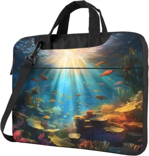 Underwater Coral Ocean Fish Laptop Shoulder Bag for Women, Laptop Sleeve Case Durable Computer Bag