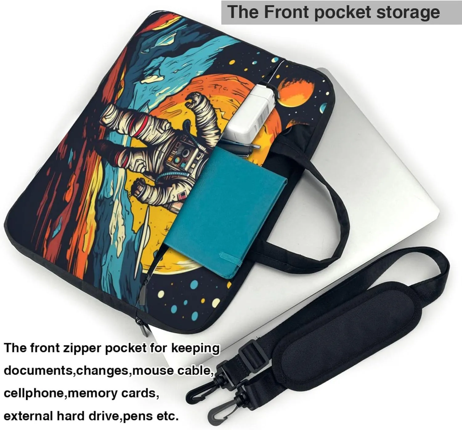 Universe Astronaut Space Planet Laptop Shoulder Bag for Women, Laptop Sleeve Case Durable Computer Bag