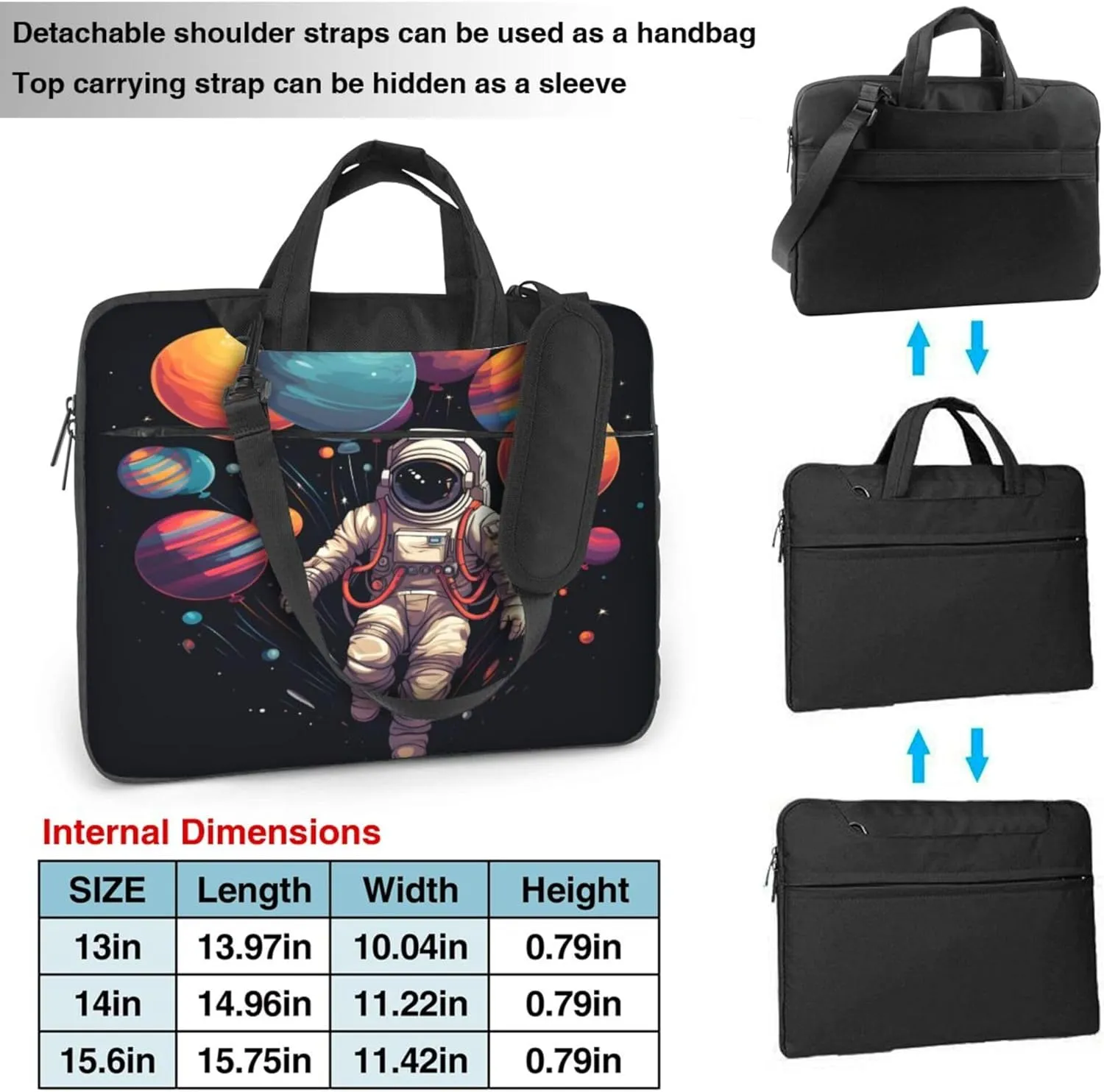 Universe Space Astronauts Planet Laptop Shoulder Bag for Women, Laptop Sleeve Case Durable Computer Bag