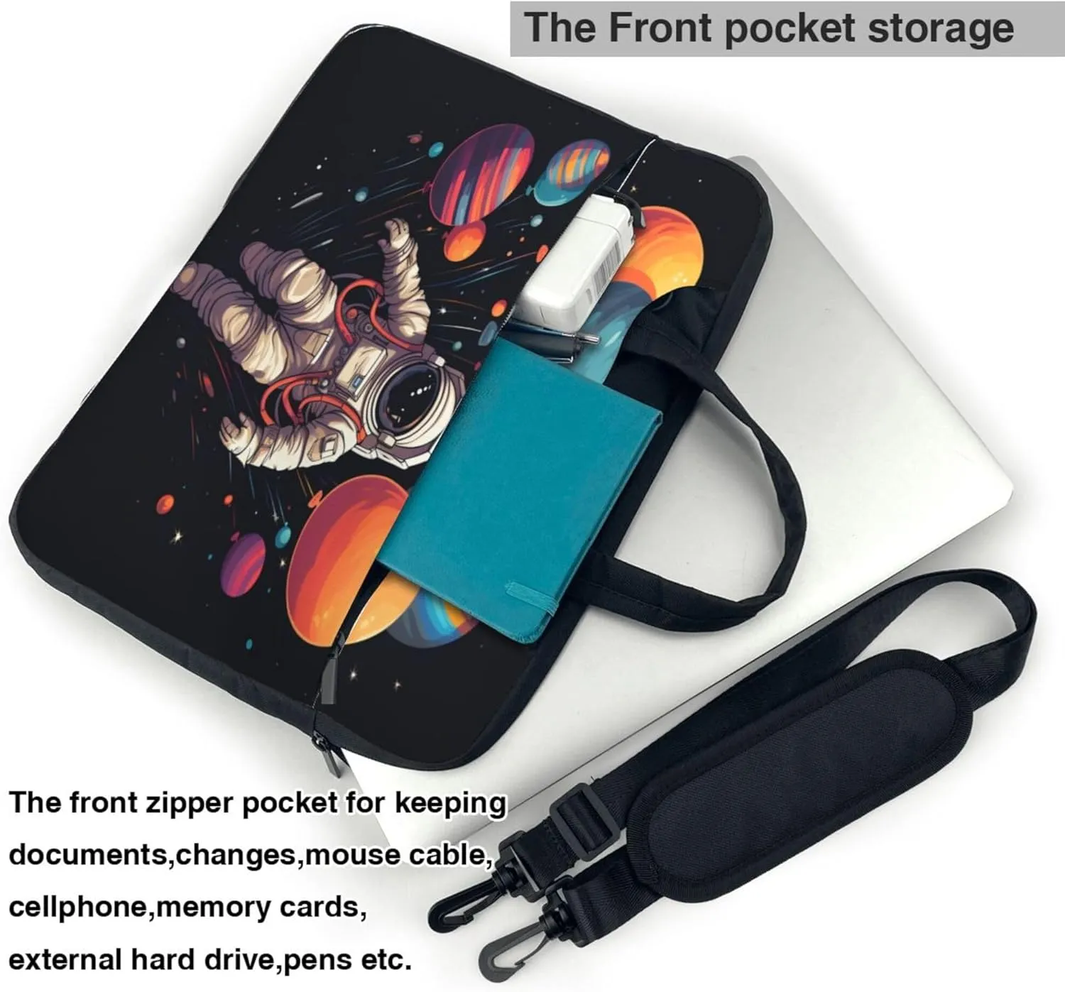 Universe Space Astronauts Planet Laptop Shoulder Bag for Women, Laptop Sleeve Case Durable Computer Bag