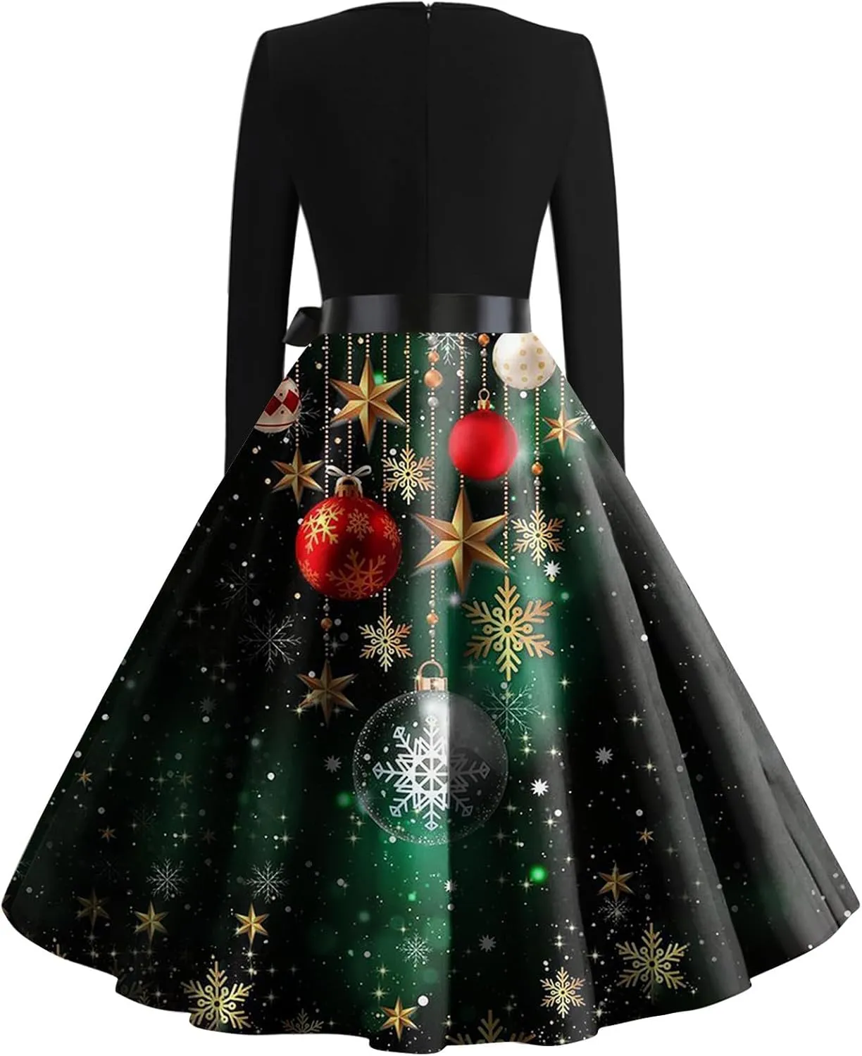 UOFOCO Christmas Dress Long Sleeve V Neck Womens Cocktail Pleated Prom Dresses with Belt 2024 Winter Holiday Clothes