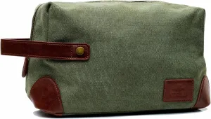 Vetelli Vintage Canvas Toiletry Bags, Travel In Style, Waterproof Canvas Dopp Kits, Durable (Marco) (Green)