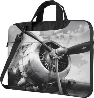 Vintage Airplanes Laptop Shoulder Bag for Women, Airplan Pattern Laptop Sleeve Case Durable Computer Bag