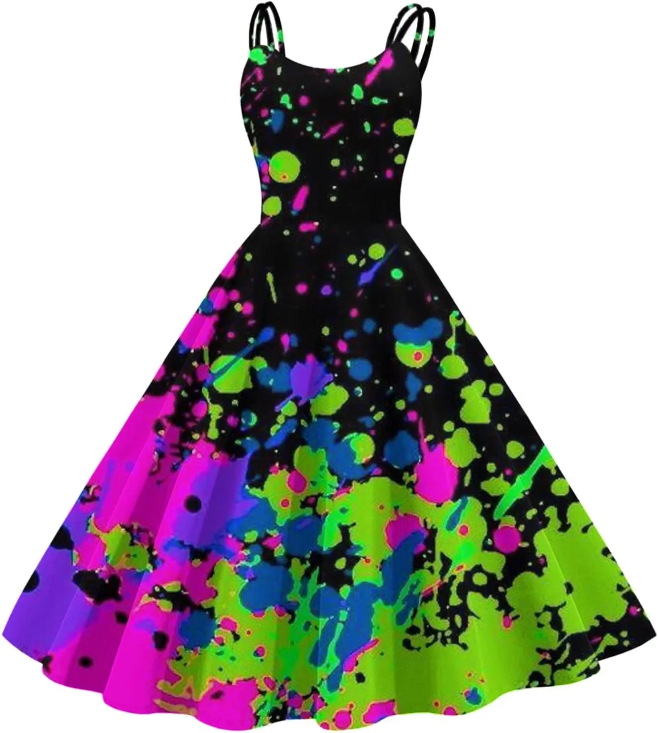 Vintage Cocktail Dresses for Women Fashion Sleeveless Knee Length Retro A Line Flared Swing Formal Prom Party