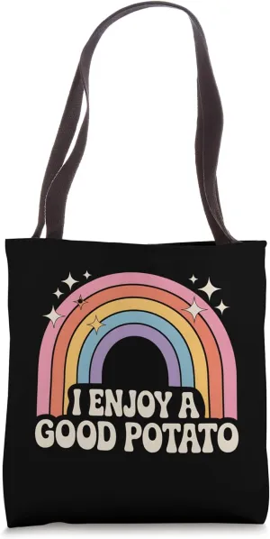 Vintage I Enjoy A Good Potato Retro Rainbow Funny Tote Bag