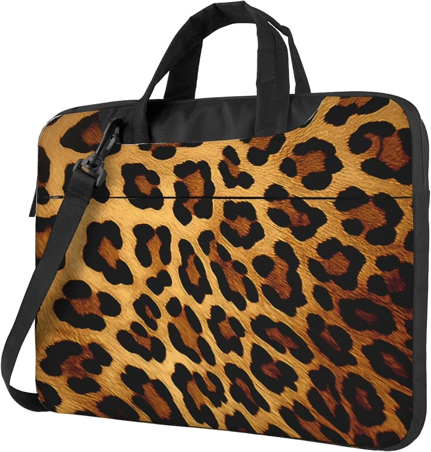 Vintage Leopard Animal Print Laptop Shoulder Bag for Women, Laptop Sleeve Case Durable Computer Bag