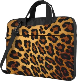 Vintage Leopard Animal Print Laptop Shoulder Bag for Women, Laptop Sleeve Case Durable Computer Bag