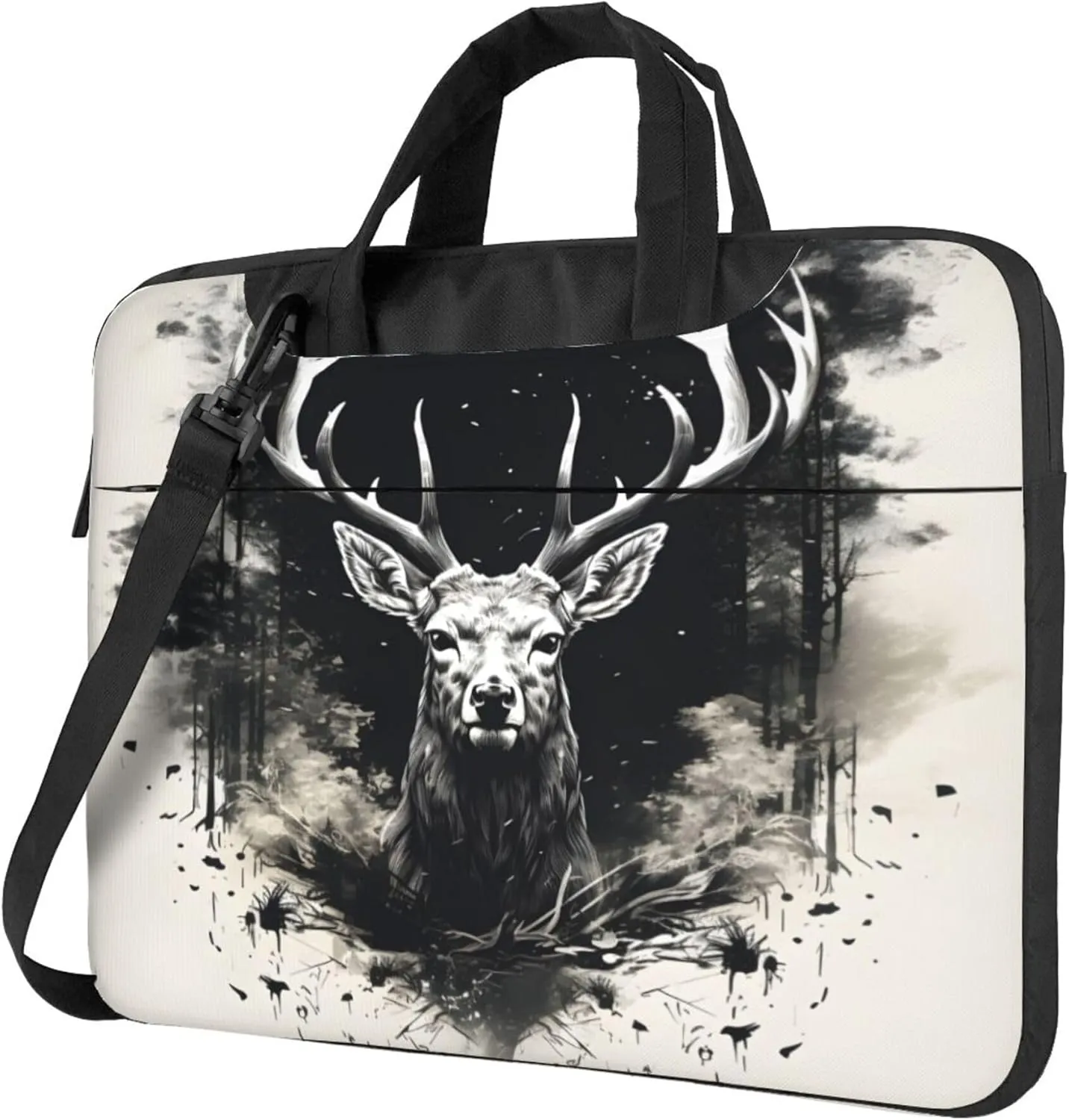 Watercolor Deer Laptop Shoulder Bag for Women, Abstract Animal Laptop Sleeve Case Durable Computer Bag