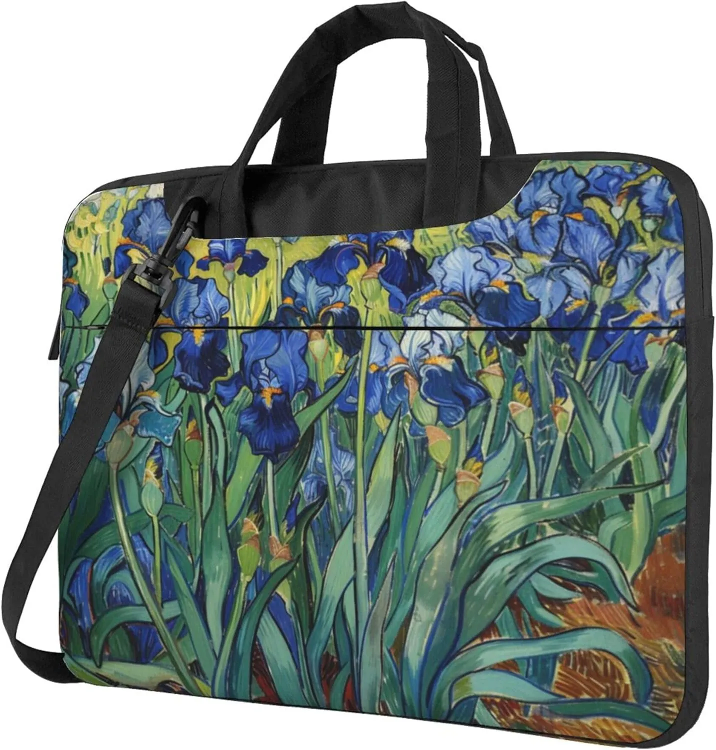 Watercolor Iris Flower Laptop Shoulder Bag for Women, Laptop Sleeve Case Durable Computer Bag