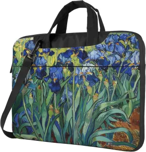 Watercolor Iris Flower Laptop Shoulder Bag for Women, Laptop Sleeve Case Durable Computer Bag