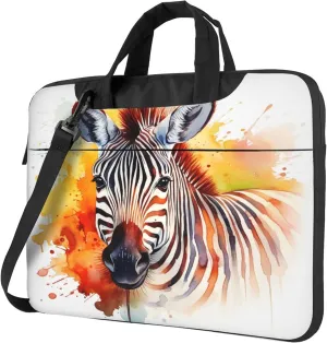 Watercolor Zebra Laptop Shoulder Bag for Women, Animal Horse Laptop Sleeve Case Durable Computer Bag
