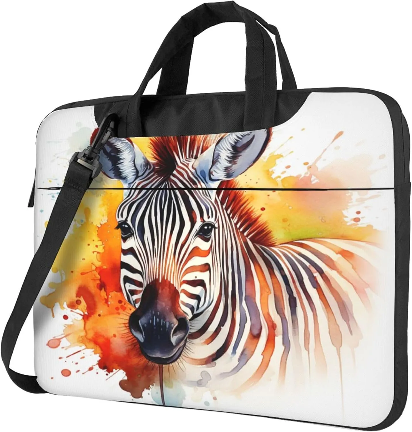 Watercolor Zebra Laptop Shoulder Bag for Women, Animal Horse Laptop Sleeve Case Durable Computer Bag