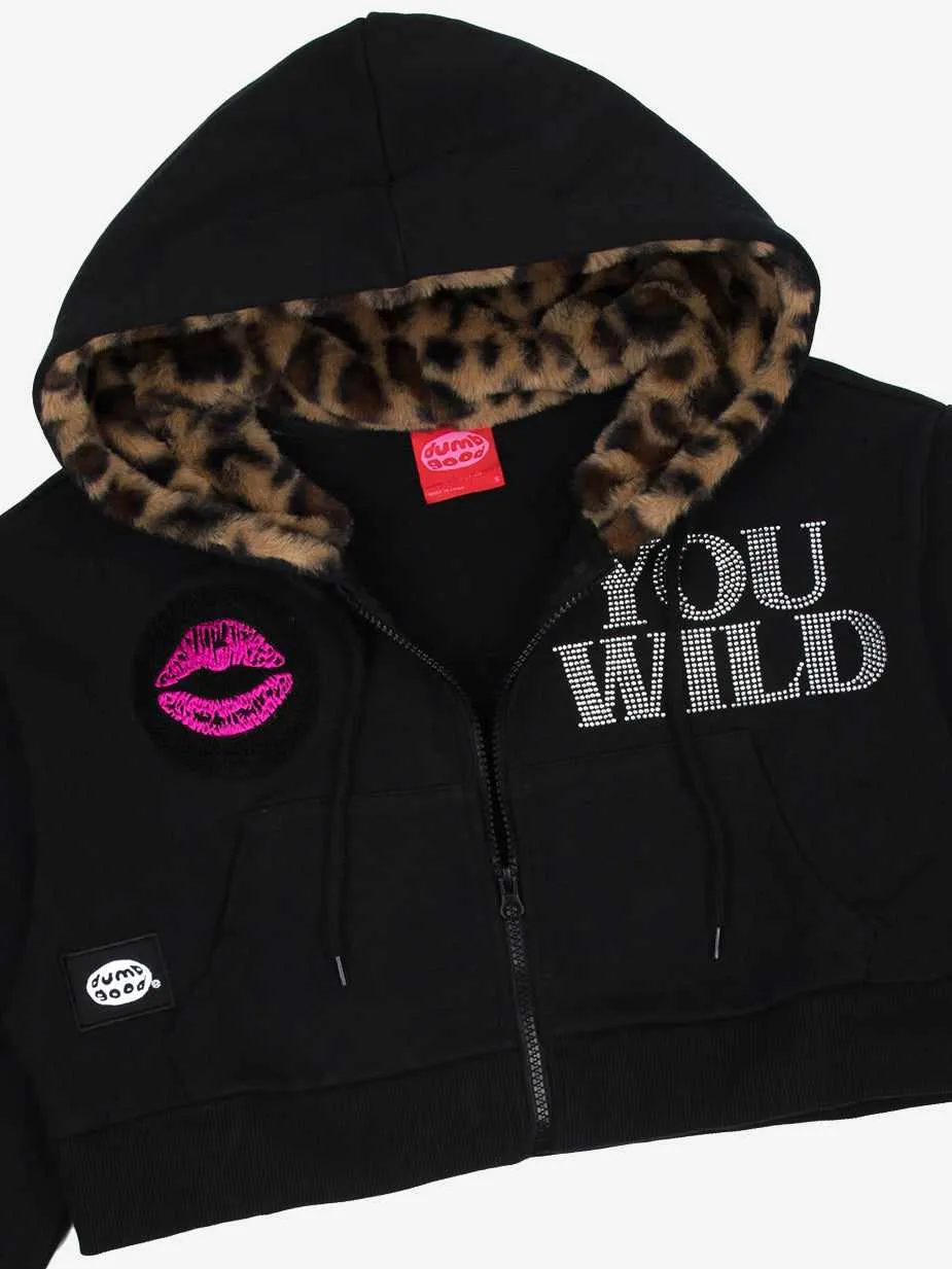 Where's The Beach Black Women's Cropped Zip Up Hoodie