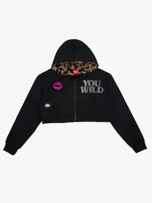 Where's The Beach Black Women's Cropped Zip Up Hoodie