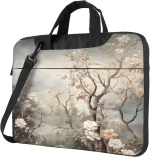 White Flower Tree Art Laptop Shoulder Bag for Women, Laptop Sleeve Case Durable Computer Bag