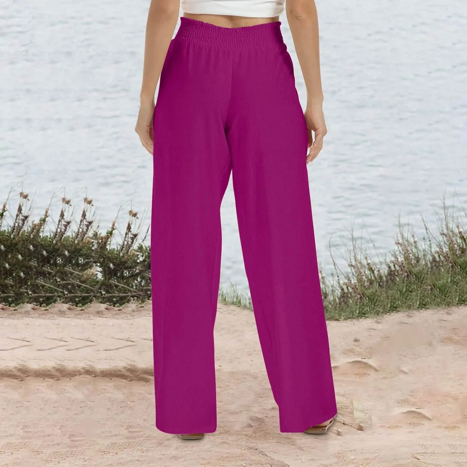 Wide Leg Pants for Women Summer Plus Size High Waist Pant Workout Casual Trousers 2025 Summer Outfits with Pockets