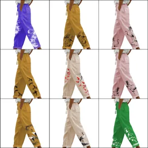 Wide Leg Pants Woman Summer Casual Loose Baggy Trousers Drawstring Elastic Waist Beach Palazzo Pants with Pockets