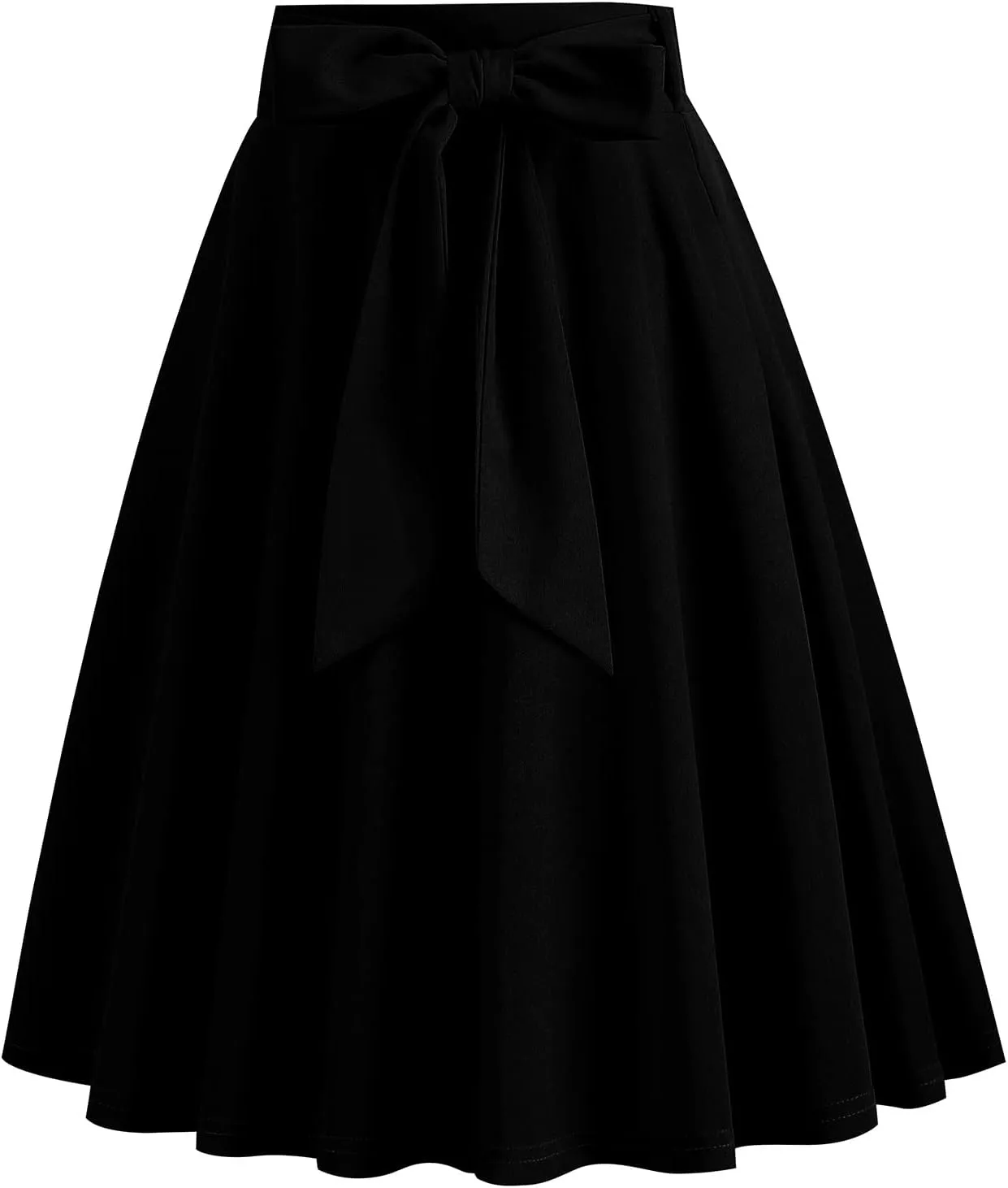 Women 50s Retro Skirts Vintage Hepburn Style High Waist Flared A-Line Rockabilly Swing Skirt with Pocket