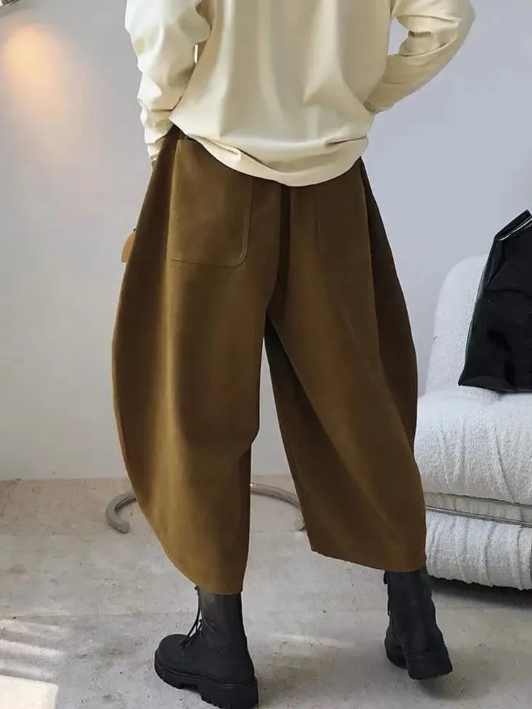 Women Casual Harem Pants Cotton High Waisted Trousers Retro Loose Bloomers Baggy Sweatpants