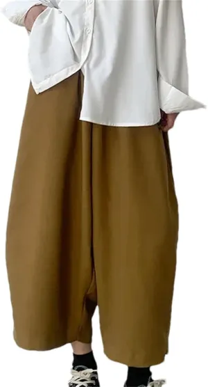 Women Casual Harem Pants Cotton High Waisted Trousers Retro Loose Bloomers Baggy Sweatpants