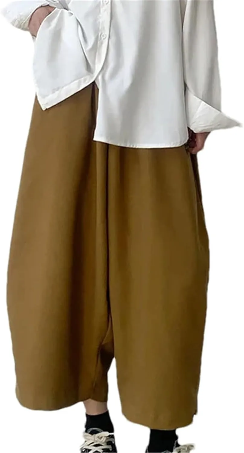 Women Casual Harem Pants Cotton High Waisted Trousers Retro Loose Bloomers Baggy Sweatpants