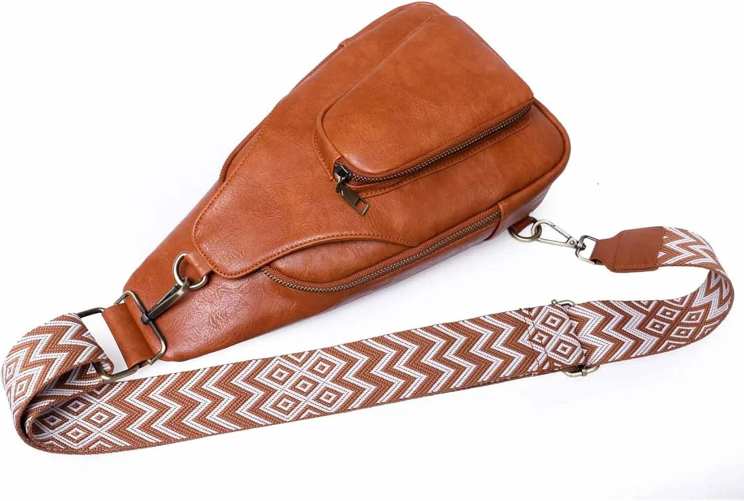 Women Chest Bag Sling Backpack Crossbody PU Leather Satchel Daypack Fashion Lady Chic Leopard Pattern Party Shopping