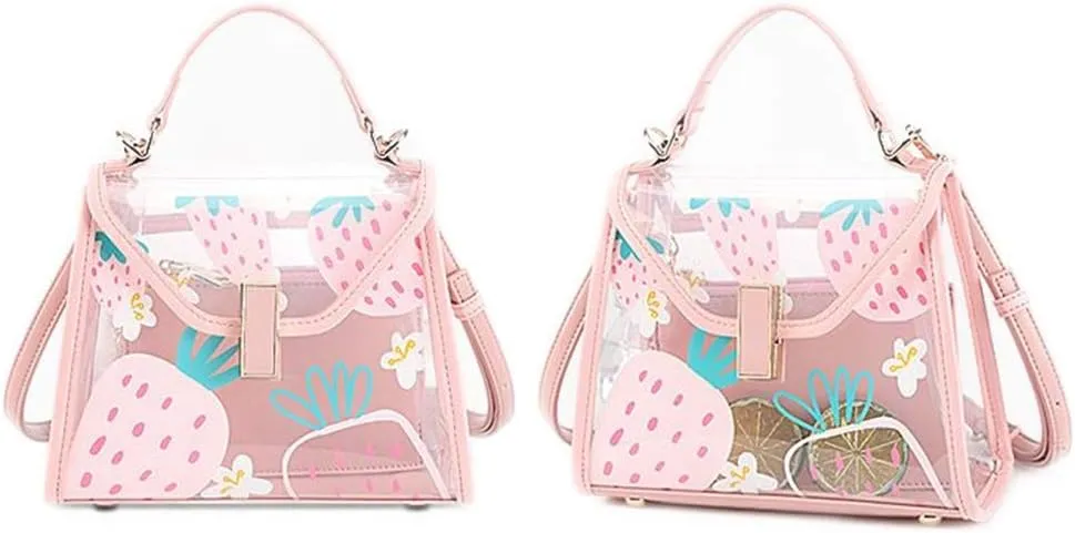 Women Chic Clear Tote Handbags Transparent PVC Satchel Top Handle Cross Body Bag