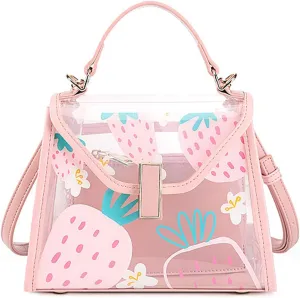 Women Chic Clear Tote Handbags Transparent PVC Satchel Top Handle Cross Body Bag