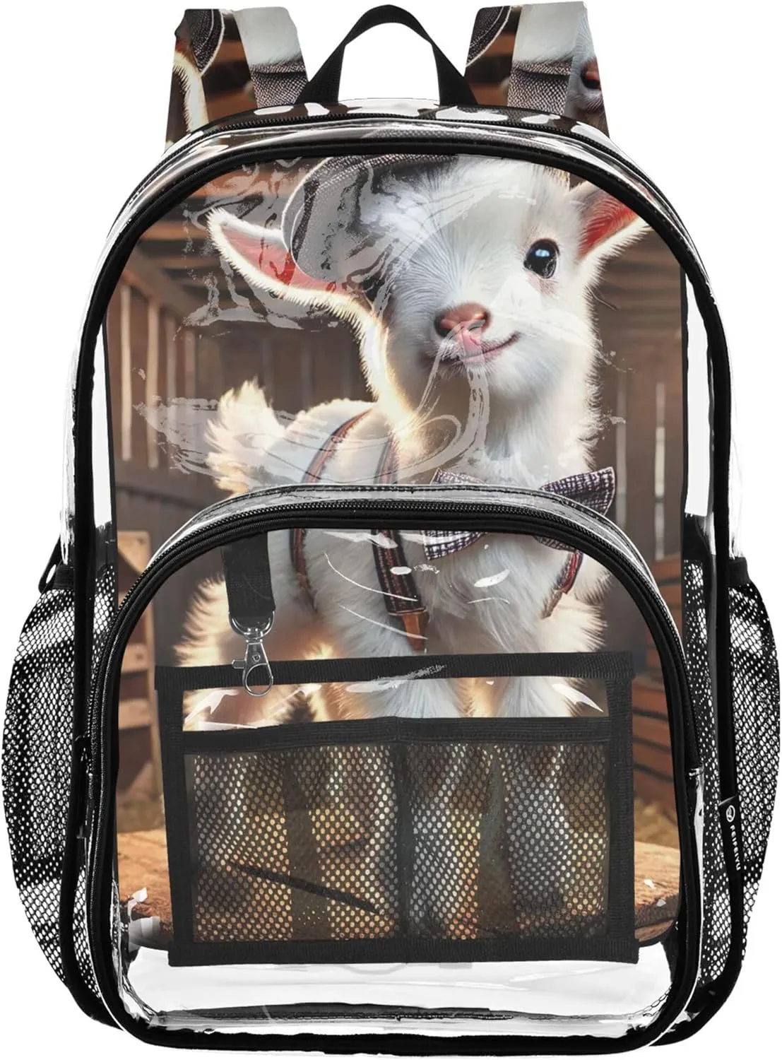 Women Clear Backpack Cute Chic White Goat Vintage Boys Backpacks for Girls Plastic Transparent Bookbag