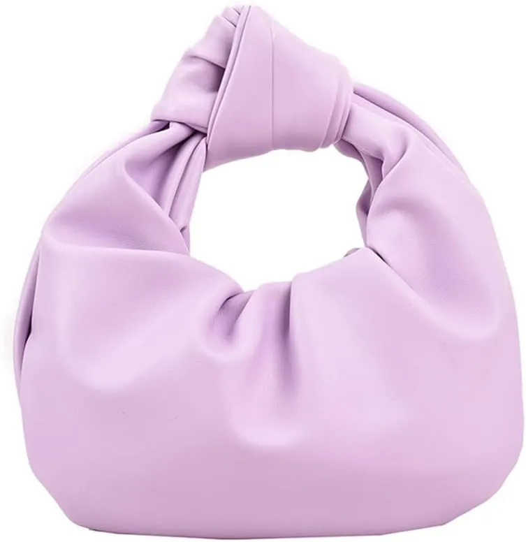 Women Cute Hobo Bag Ruched PU Leather Purse Chic Handbag with Magnetic Closure, White