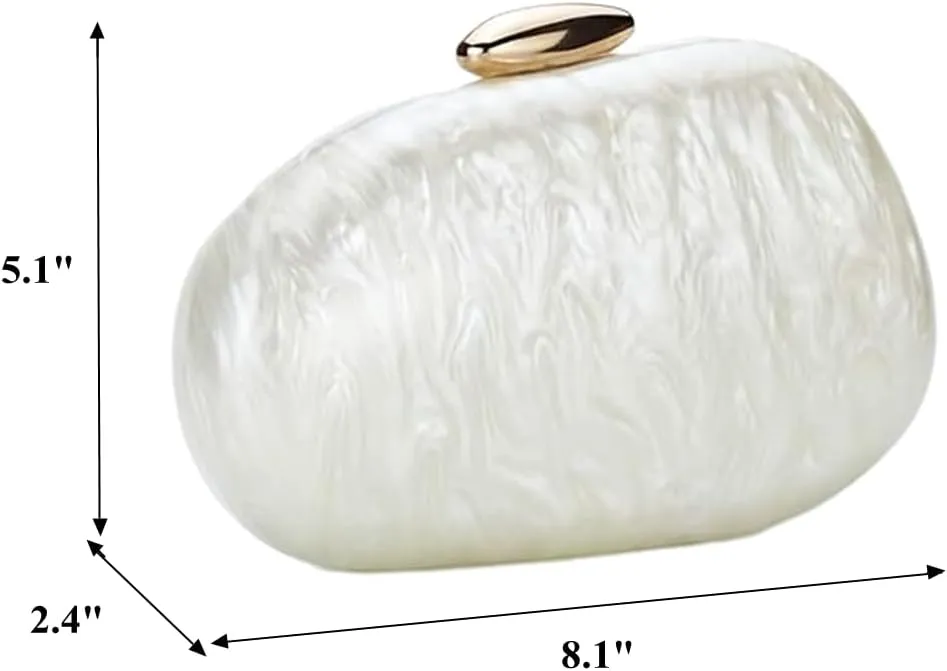 Women Elegant Acrylic Stone Shape Chain Crossbody Bag Chic Marble Shell Purse Wedding Handbag for Banquet Party