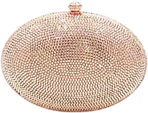 Women Glitter Oval Shell Evening Purse Luxury Rhinestone Egg Shape Clutch Unique Chic Crystal Handbag for Wedding