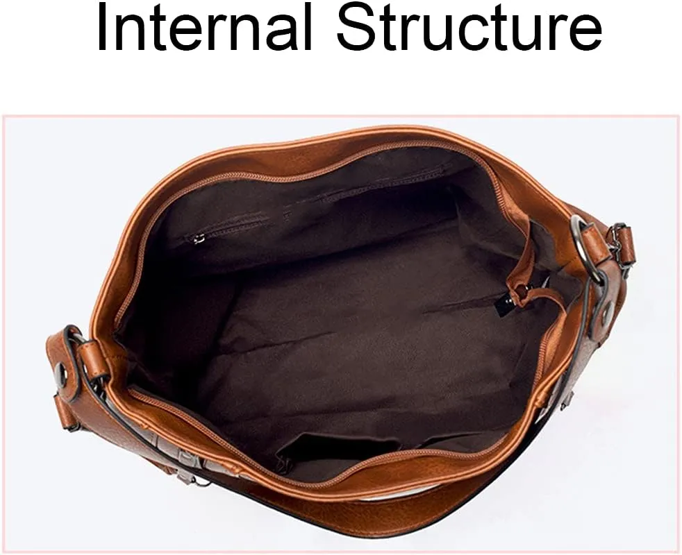 Women Handbag PU Leather Large Capacity Tote Bag Shoulder Messenger Zipper Handbags
