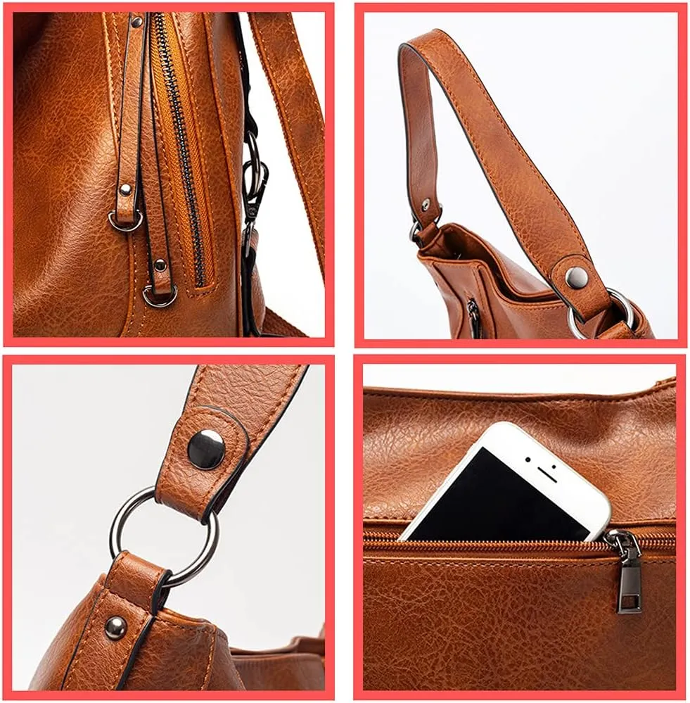 Women Handbag PU Leather Large Capacity Tote Bag Shoulder Messenger Zipper Handbags