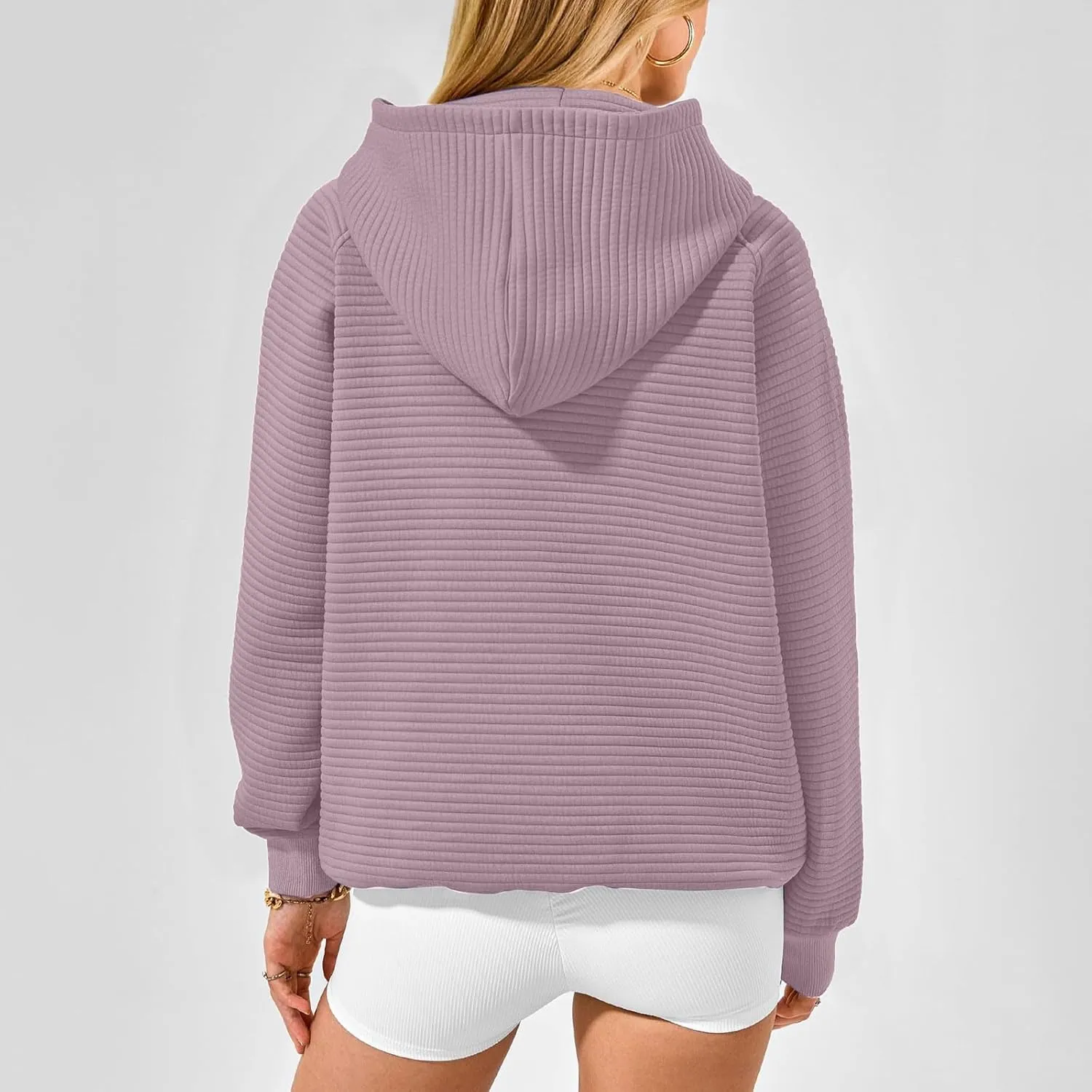 Women Hoodies Casual Hooded Oversized Sweatshirts with Large Pocket Raglan Long Sleeve Loose Solid Pullover Tops