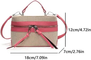 Women Patchwork Crossbody Bag Fashion Shoulder Bag Chic Hobo Bag (Pink)
