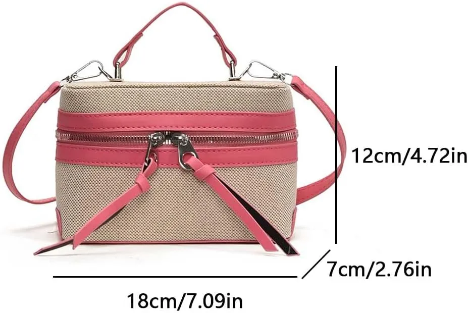 Women Patchwork Crossbody Bag Fashion Shoulder Bag Chic Hobo Bag (Pink)
