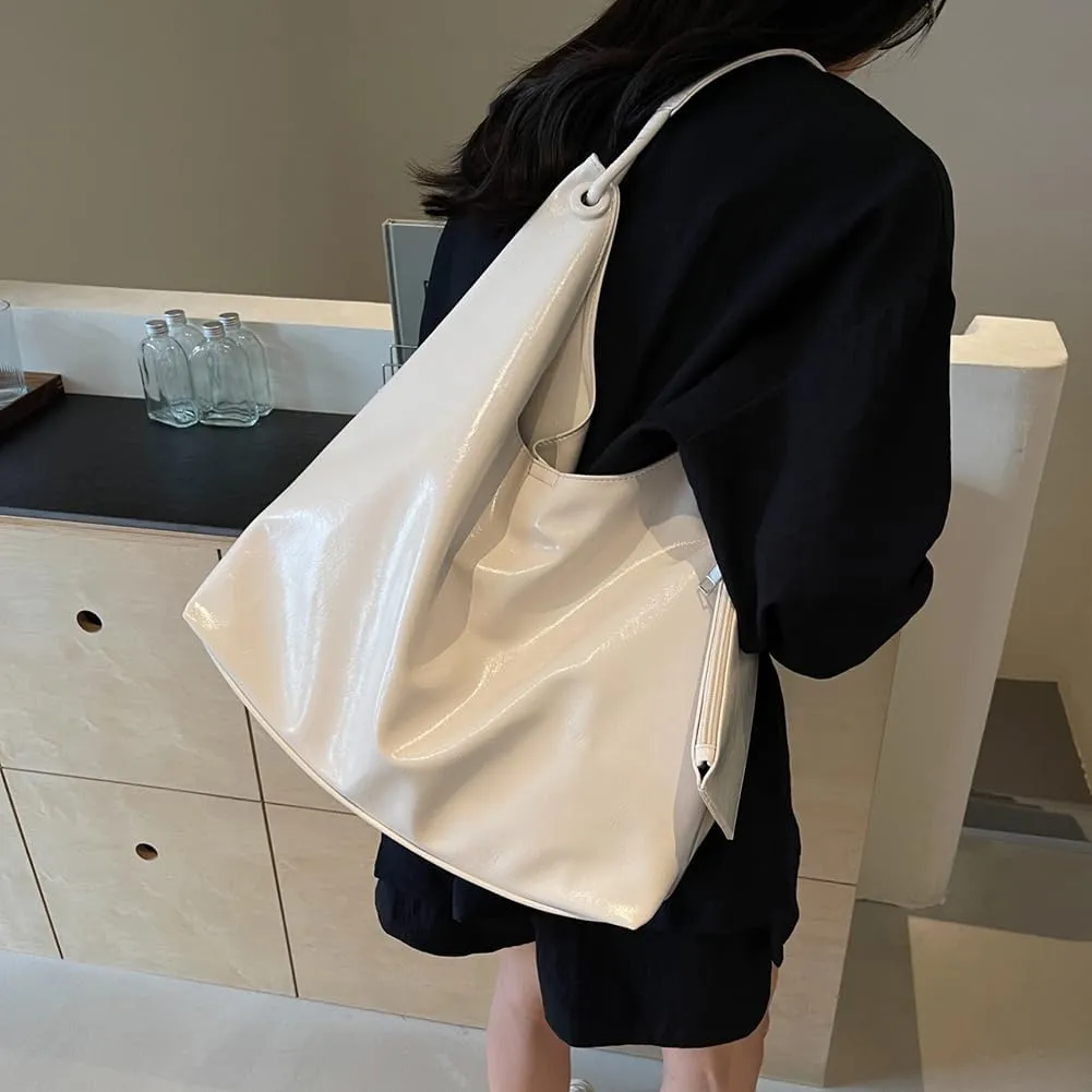 Women PU Shoulder Bag Vegan Leather Tote Bag with Small Purse Retro Shoulder Handbag Chic Hobo Bag Daily Commuting