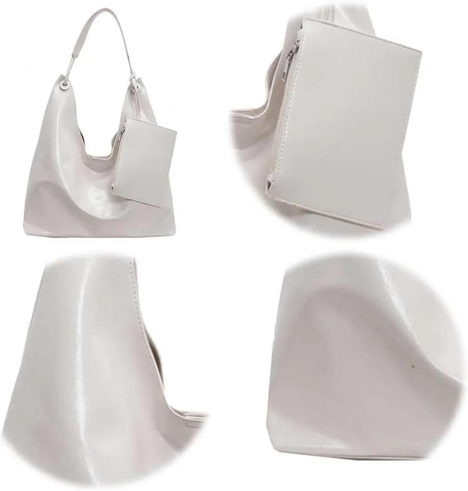 Women PU Shoulder Bag Vegan Leather Tote Bag with Small Purse Retro Shoulder Handbag Chic Hobo Bag Daily Commuting